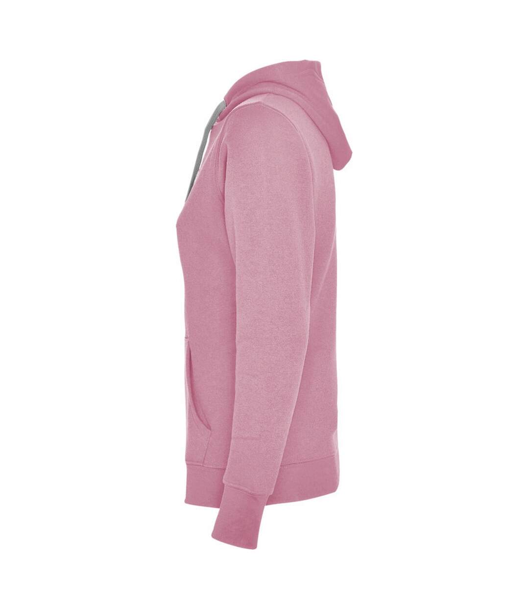 Sweat à capuche urban femme rose clair / gris chiné Roly