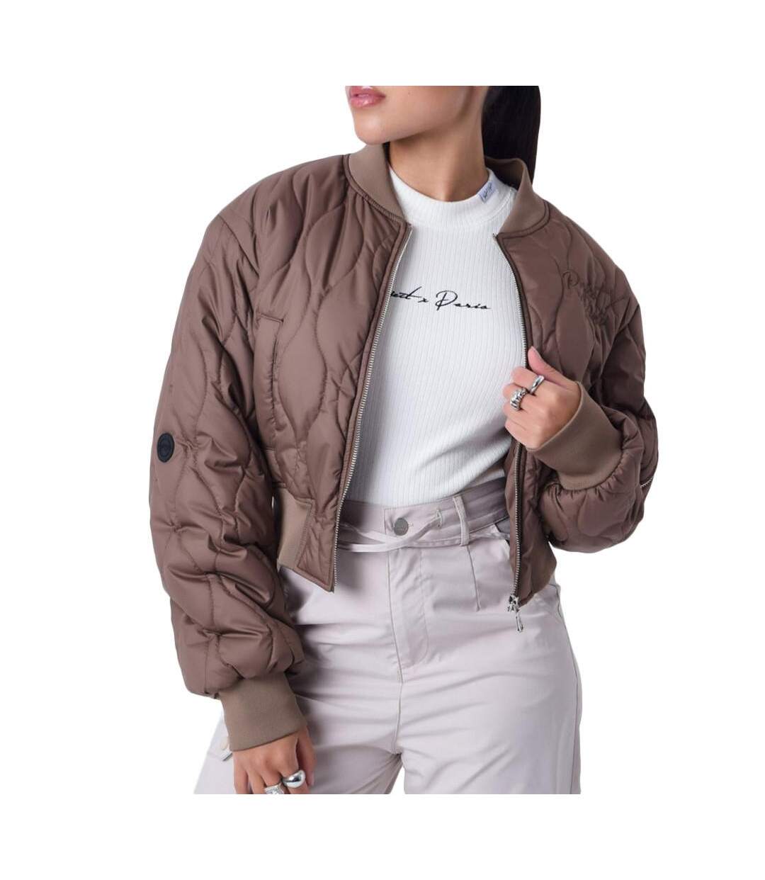 Veste bomber marron femme project x paris matelassé - l-1