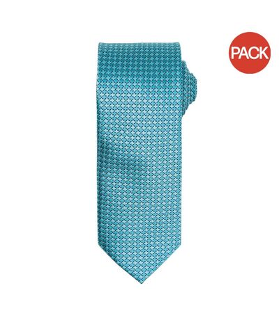 Pack of 2  Mens puppy tooth formal work tie  one size turquoise Premier