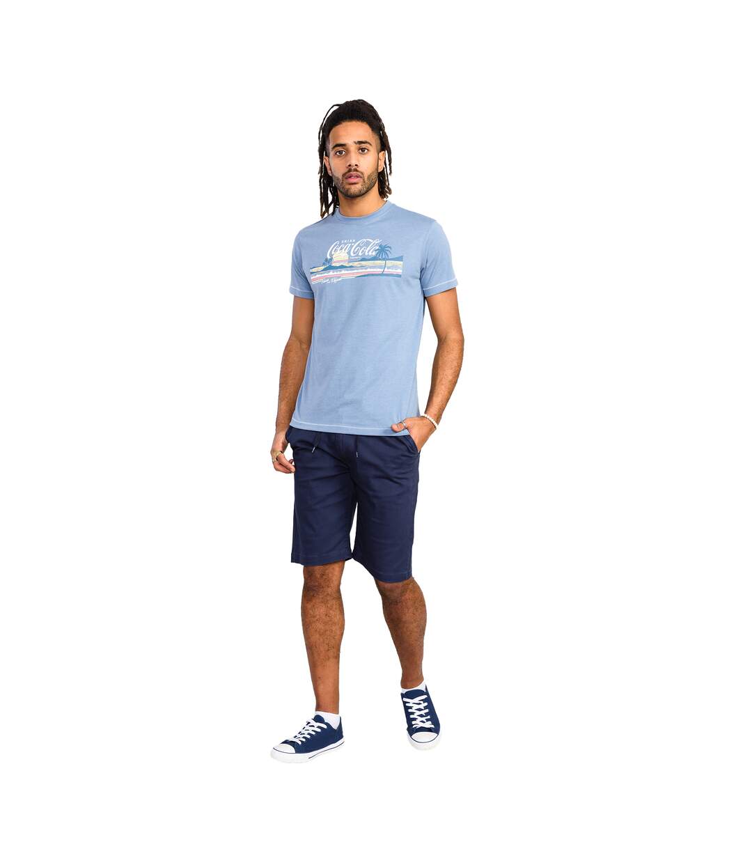 T-shirt norfolk beach scene homme bleu denim chiné Duke-3