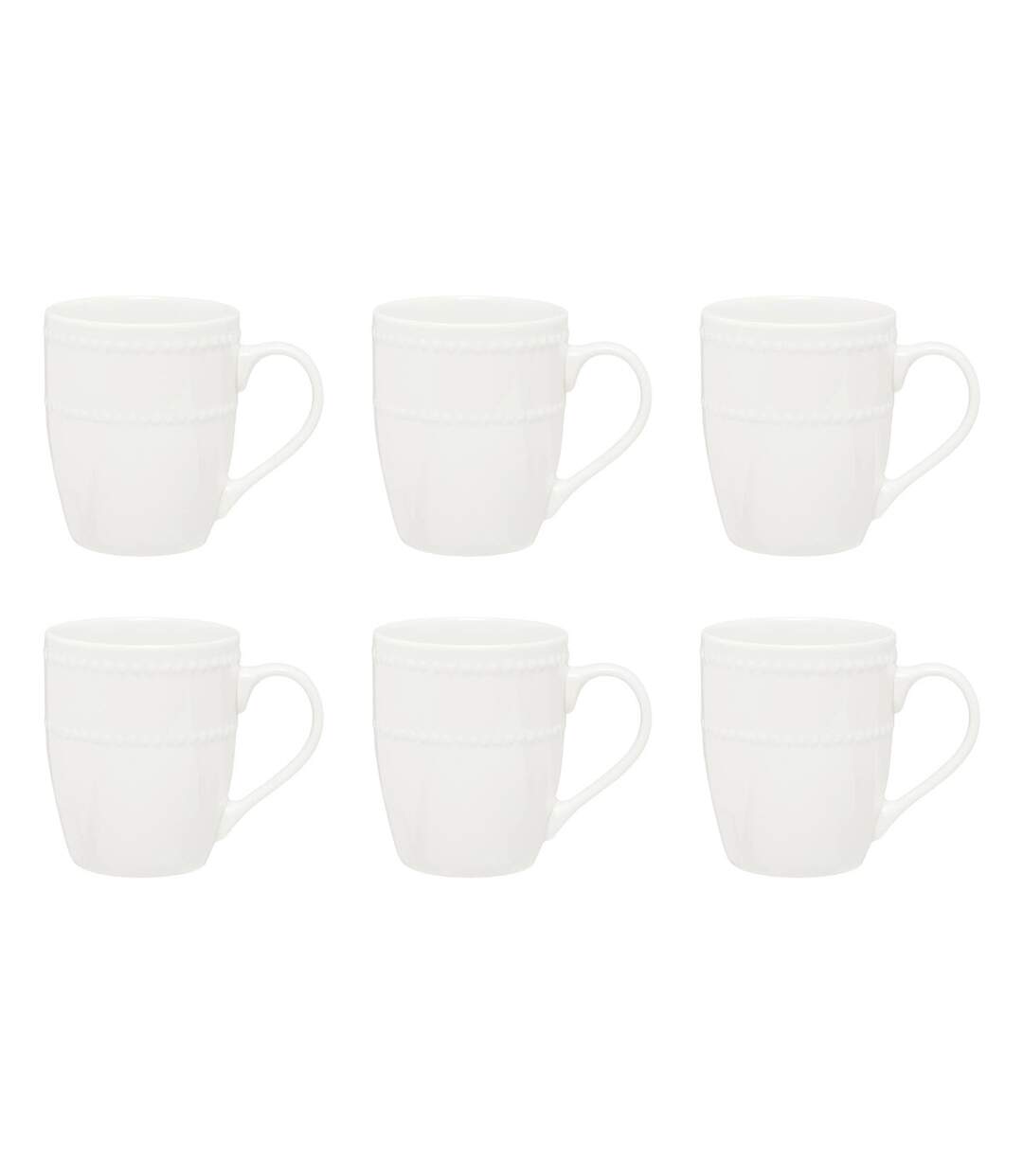 Lot de 6 Mugs en Porcelaine Perle 35cl Blanc-1