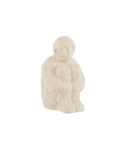 Statuette Déco Personnage Assis 25cm Blanc