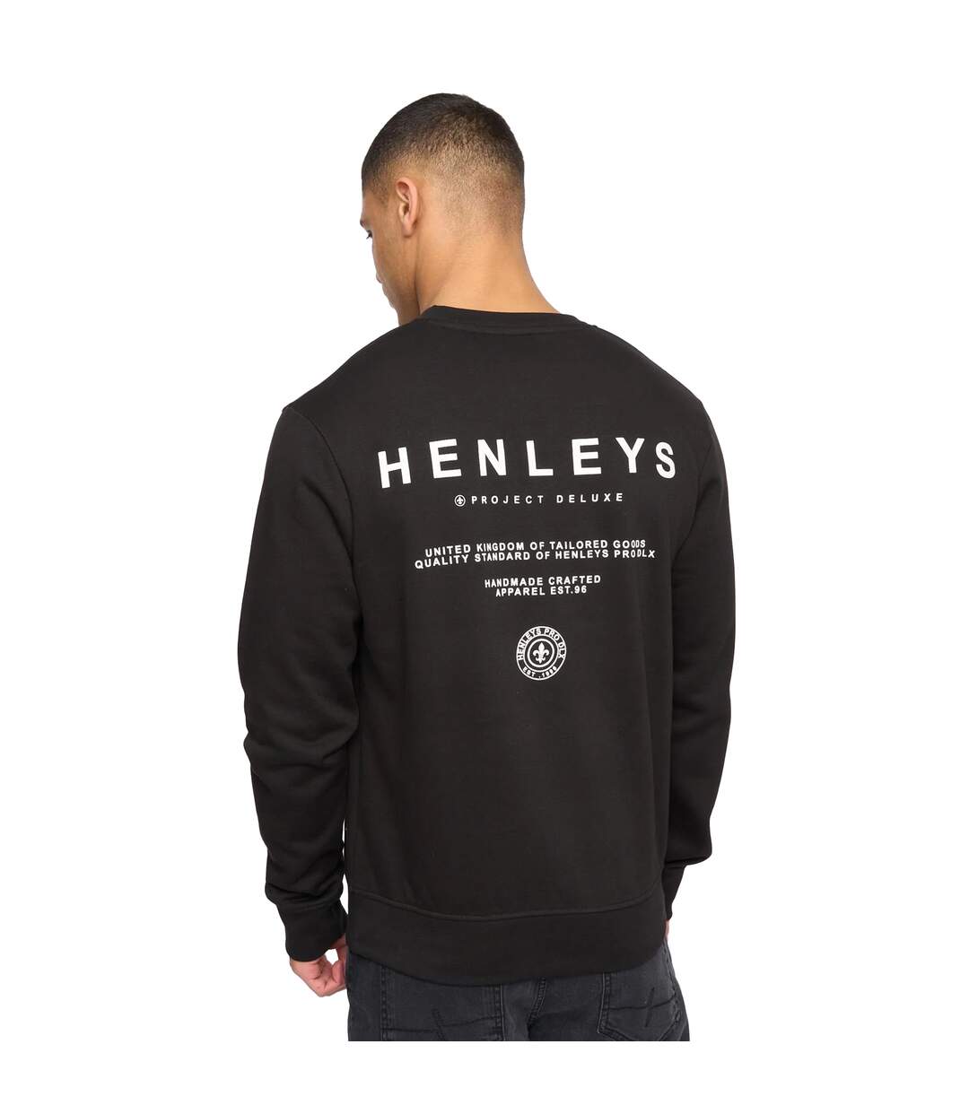 Mens henstack crew neck sweatshirt black Henleys-2