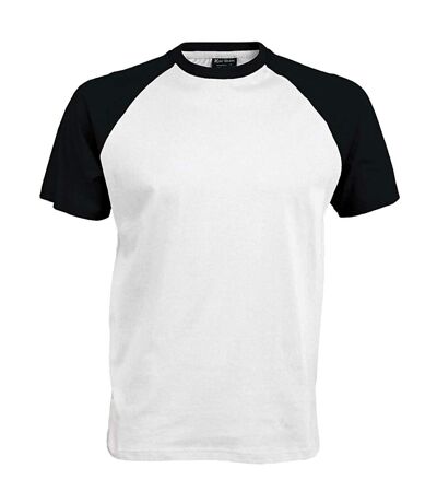 T-shirt de baseball à manches courtes Kariban pour homme (Blanc/Noir) - UTRW705