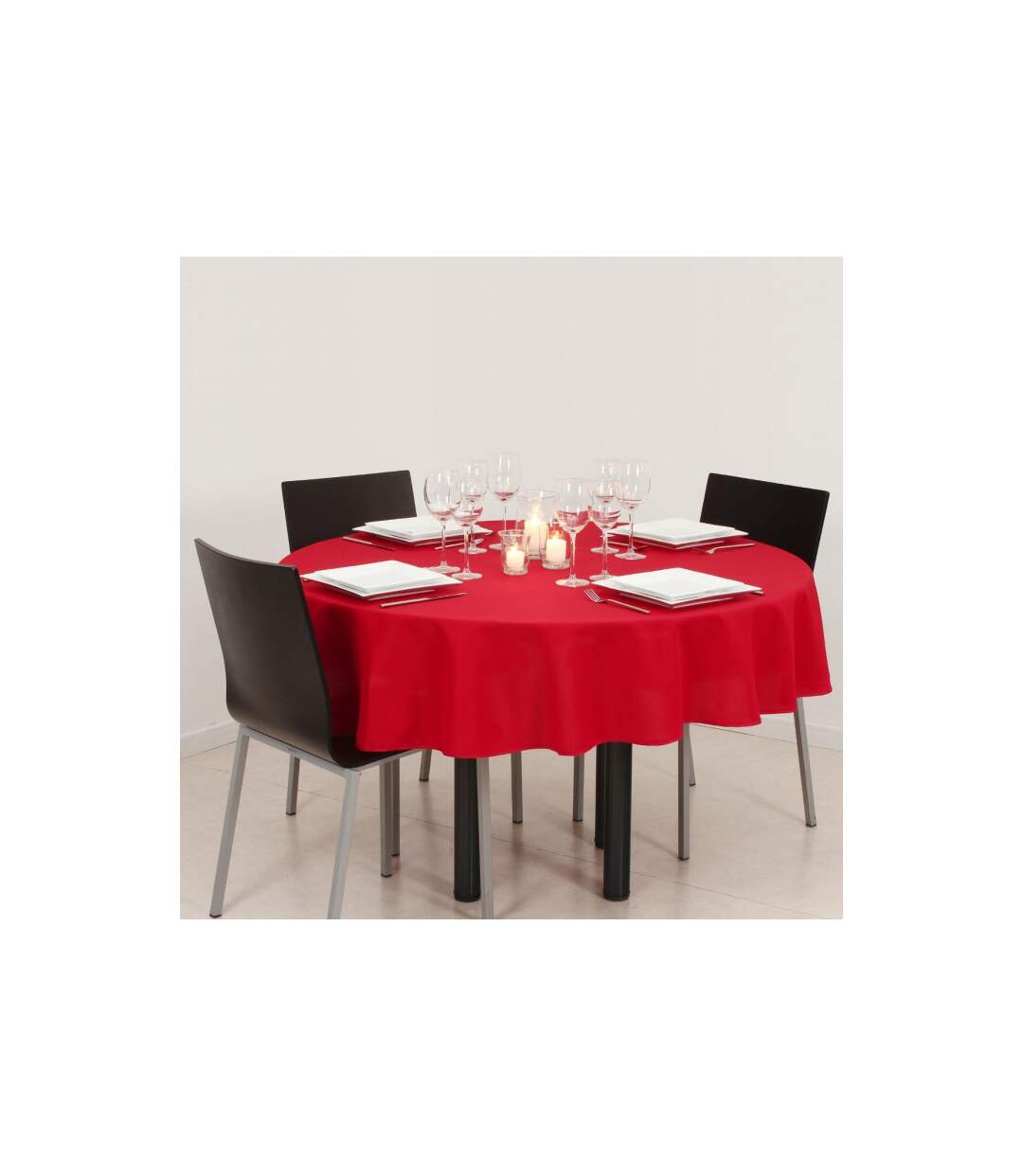 Nappe Antitache Ronde Unie 180cm Rouge-4