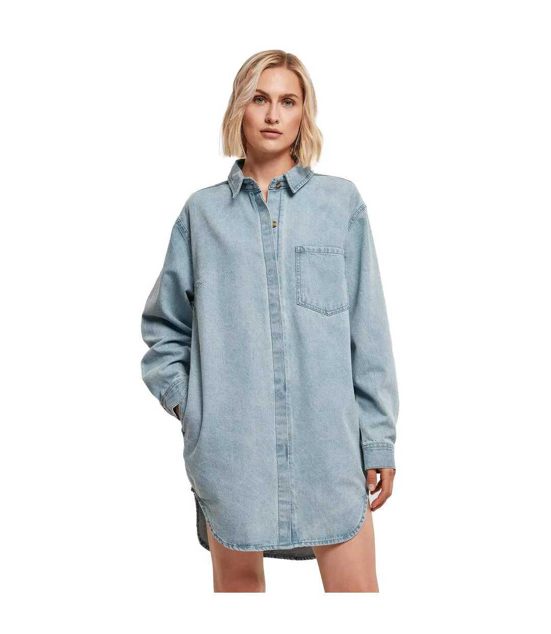 Robe Chemisier Femme Bleu Clair Délavé Urban Classics-3