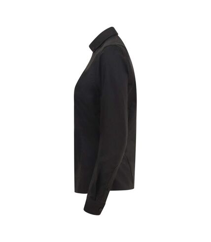 Henbury Womens/Ladies Modern Long Sleeve Oxford Shirt (Black) - UTRW5424