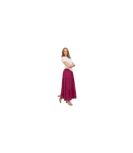 Jupe Longue Motif/style Floral En Relief Femme Fuchsia Lovedrobe
