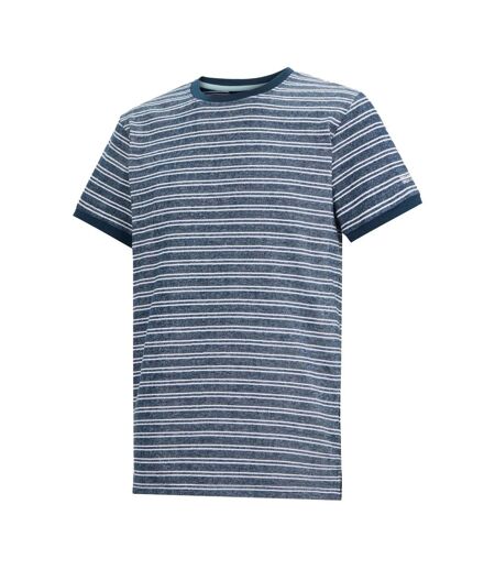 Mens Benlin Striped T-shirt Moonlight Denim Grey-white Regatta
