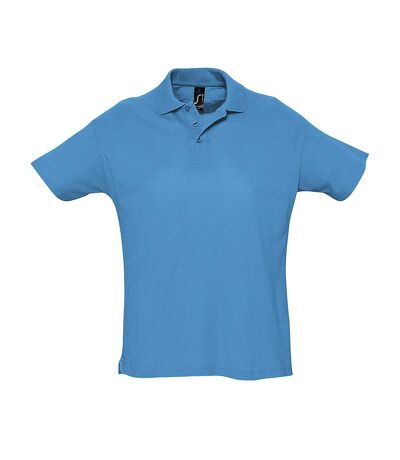 SOLS Mens Summer II Pique Short Sleeve Polo Shirt (Aqua)