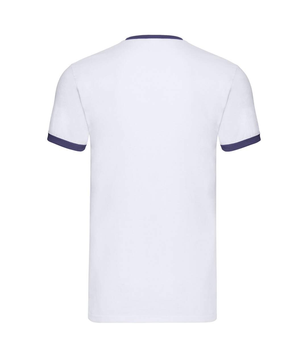 T-shirt Ringer Homme Blanc Bleu Marine Fruit Of The Loom-2