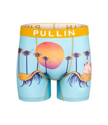 PULL IN Boxer Long Homme Microfibre FLAMINGOS Ciel