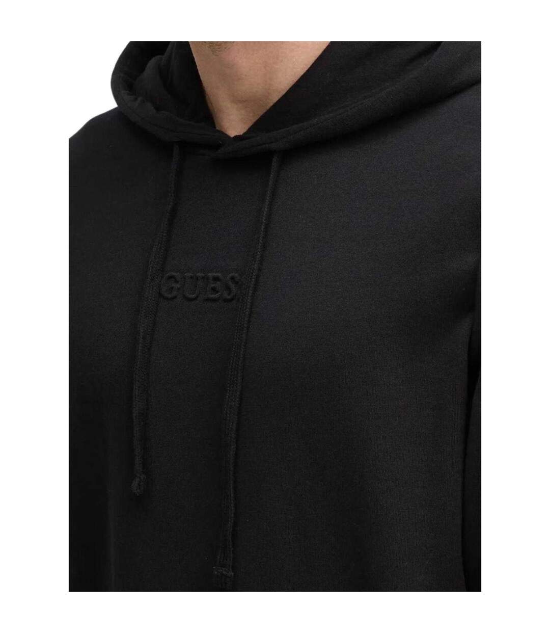 Sweat À Capuche Motif/style En Relief Homme Noir Guess-3