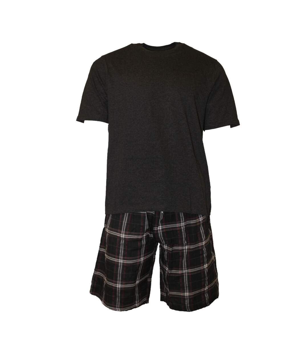 Ensemble pyjama t-shirt et short à carreaux pour hommes gris / noir Cargo Bay-1