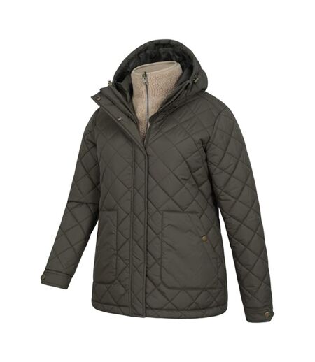 Womens/ladies Nebraskan Borg 3 In 1 Padded Jacket Khaki Green Mountain Warehouse