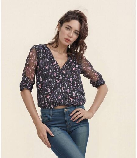Chemise à capuche raffinée pour femme - Couleur violet