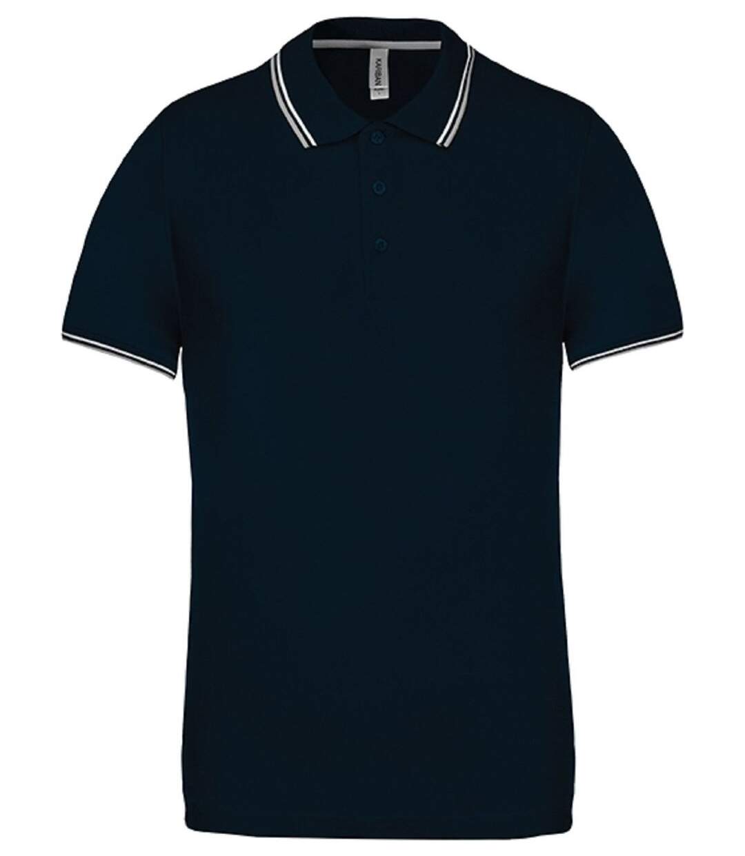 Polo bandes contrastées homme - K250 - bleu marine gris-blanc - manches courtes-1