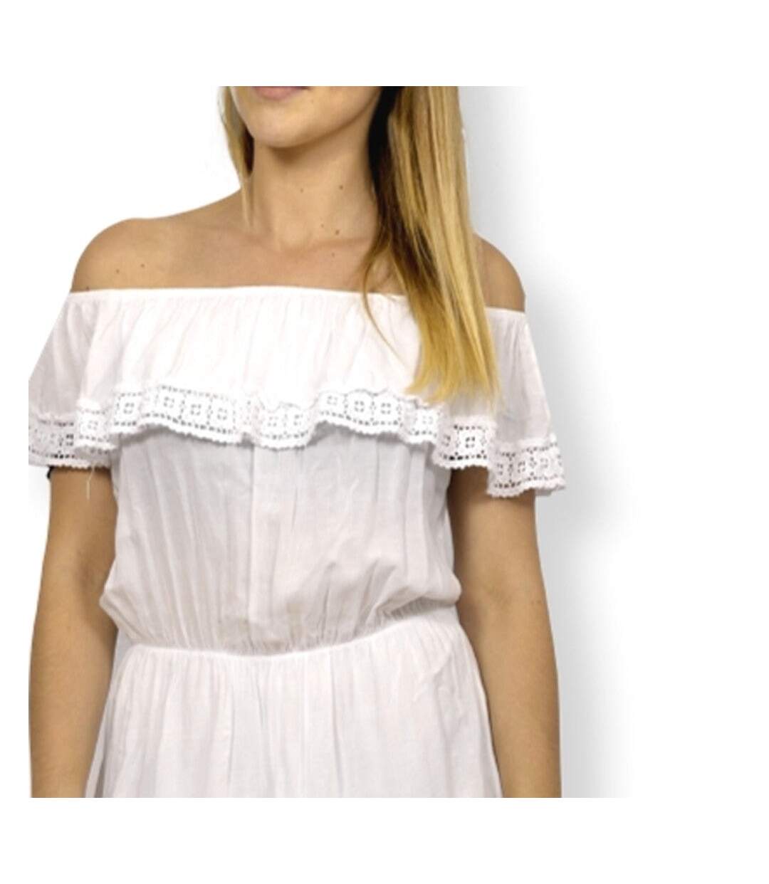 Robe femme - Sans manche - couleur blanche - Longueur genoux