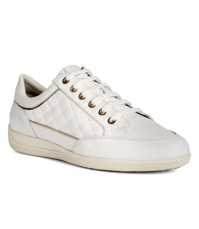 Geox Womens/Ladies D Myria Leather Sneakers (White) - UTFS10398