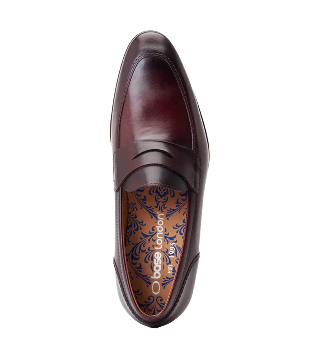 Mens Bruno Leather Penny Loafers Bordo Base London-4
