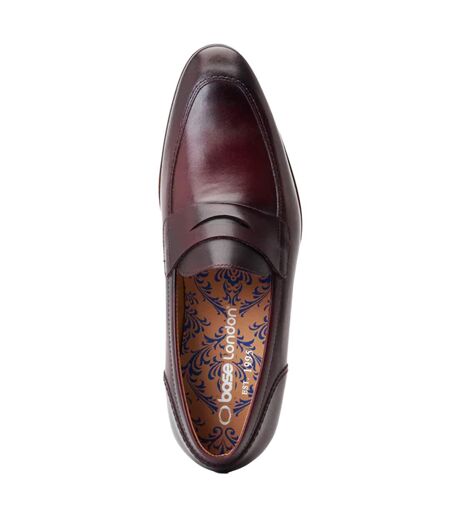 Mens Bruno Leather Penny Loafers Bordo Base London