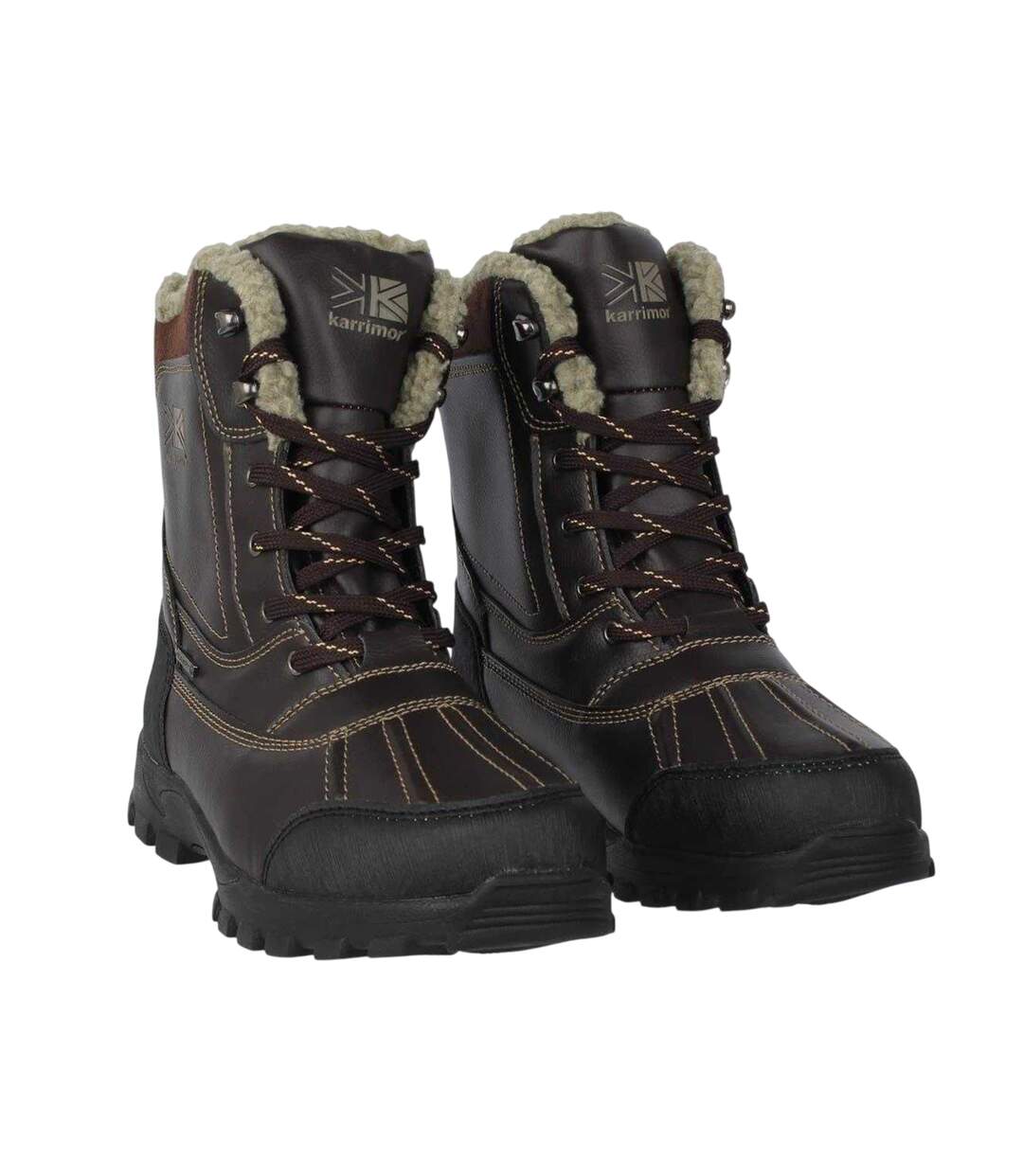 Mens Logo Mid Calf Snow Boots Brown Karrimor-4