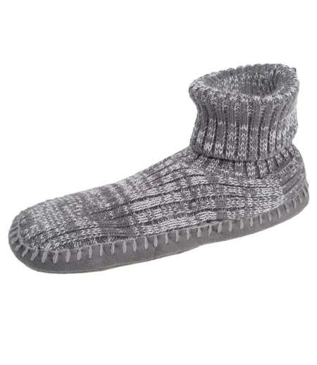 Isotoner Chaussettes d'intérieur homme maille côtelée, picots antidérapants