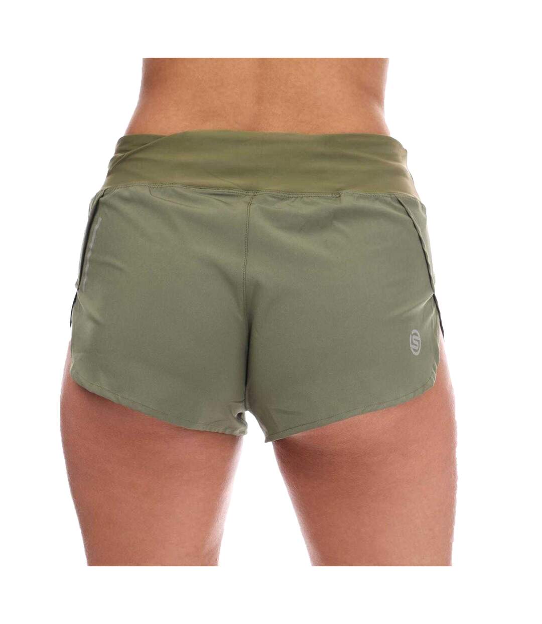 Womens/ladies Series-3 Elasticated Waist Running Shorts Khaki Skins-2
