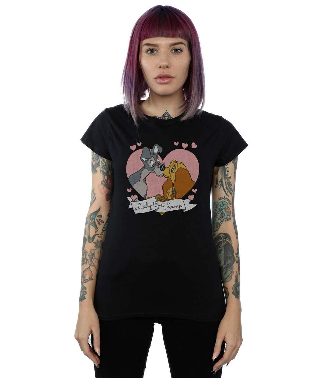 Disney - T-shirt LADY AND THE TRAMP LOVE - Femme (Noir) - UTBI14921-2