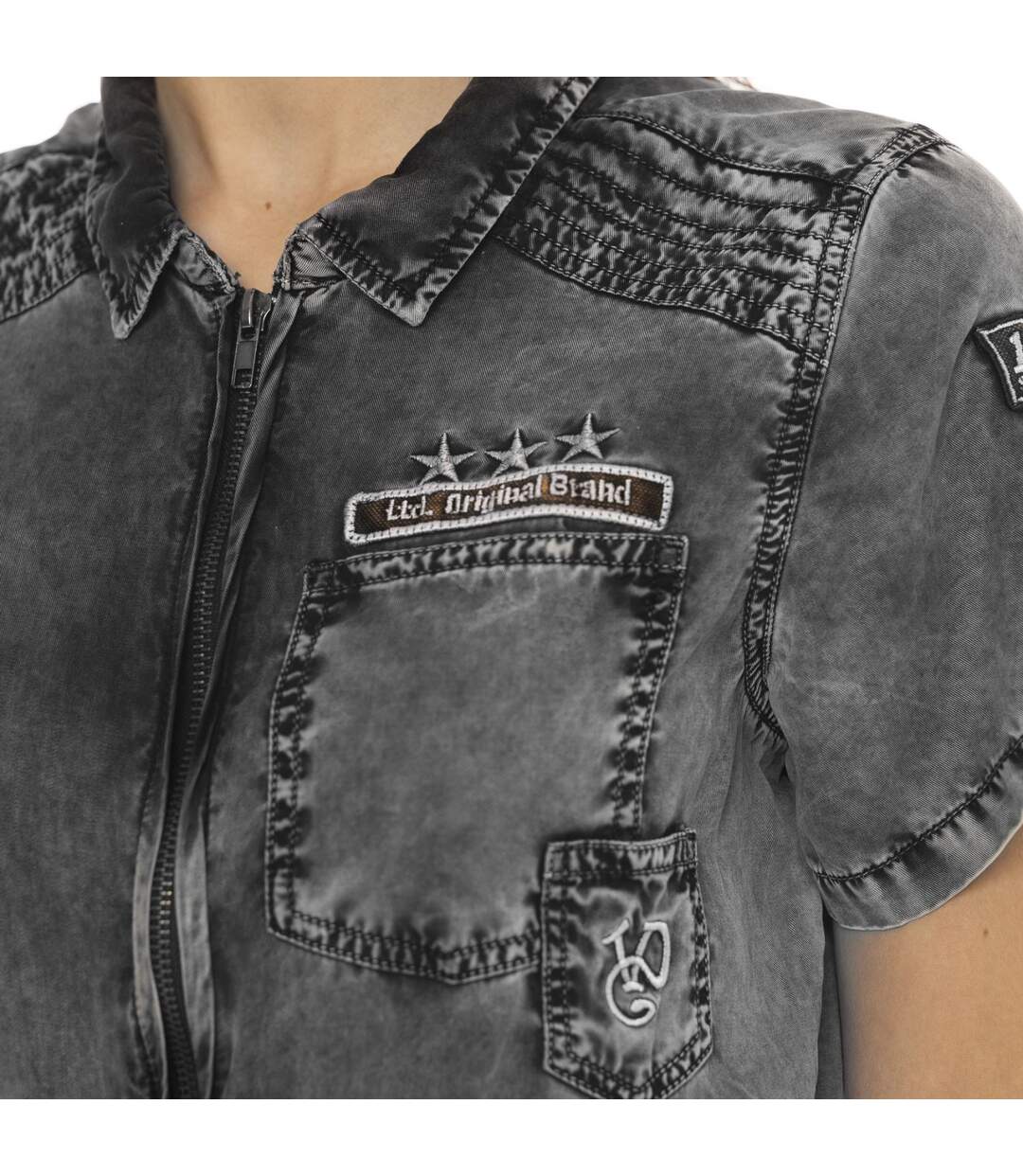 Combi pantalon zippé à manches courtes femme avec patch Original Vondutch-2