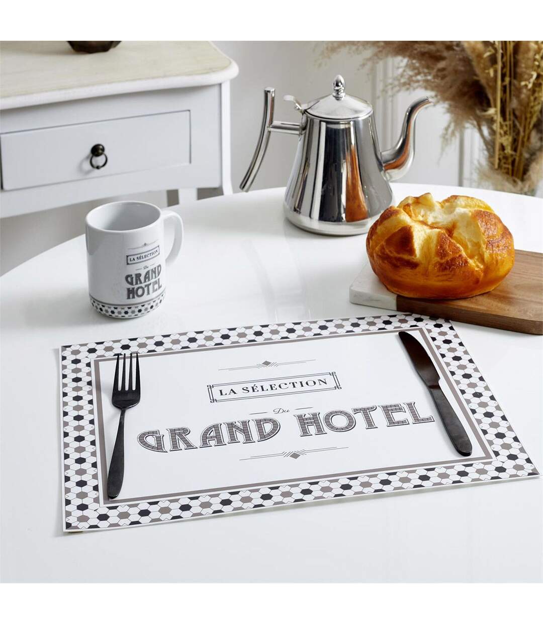 Set de Table Imprimé Grand Hôtel 30x40cm Blanc-2