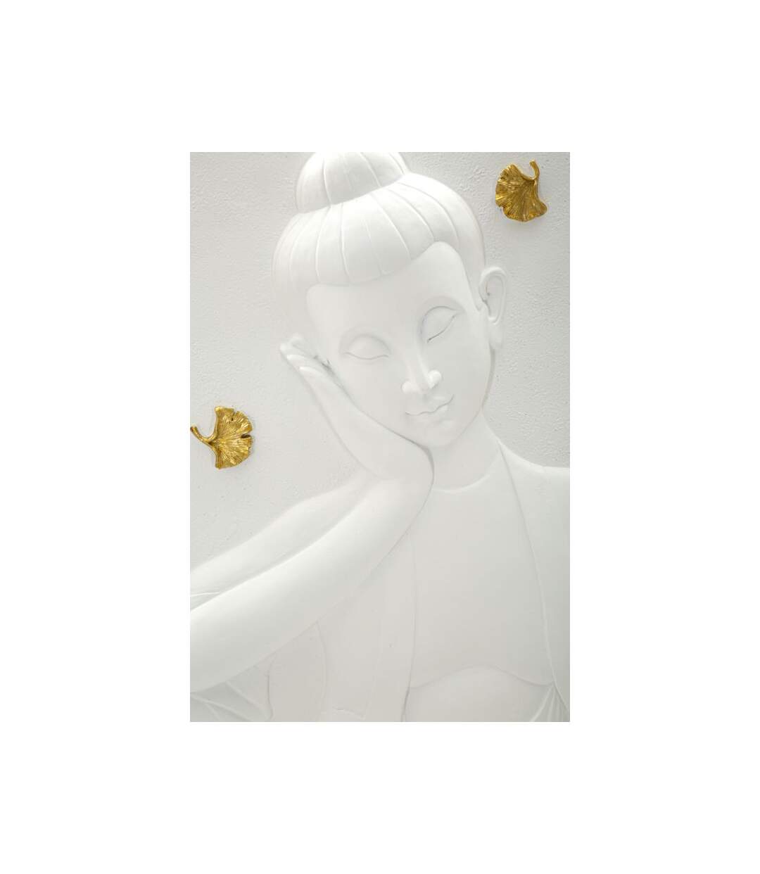 Décoration Murale en Résine Bouddha 55cm Blanc & Or-2