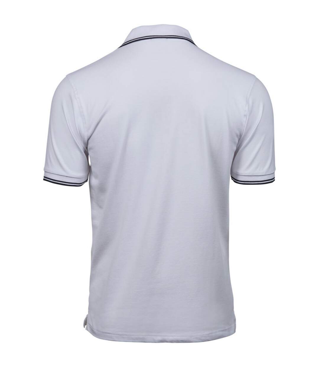 Mens Luxury Stripe Polo Shirt White Navy Tee Jays-2