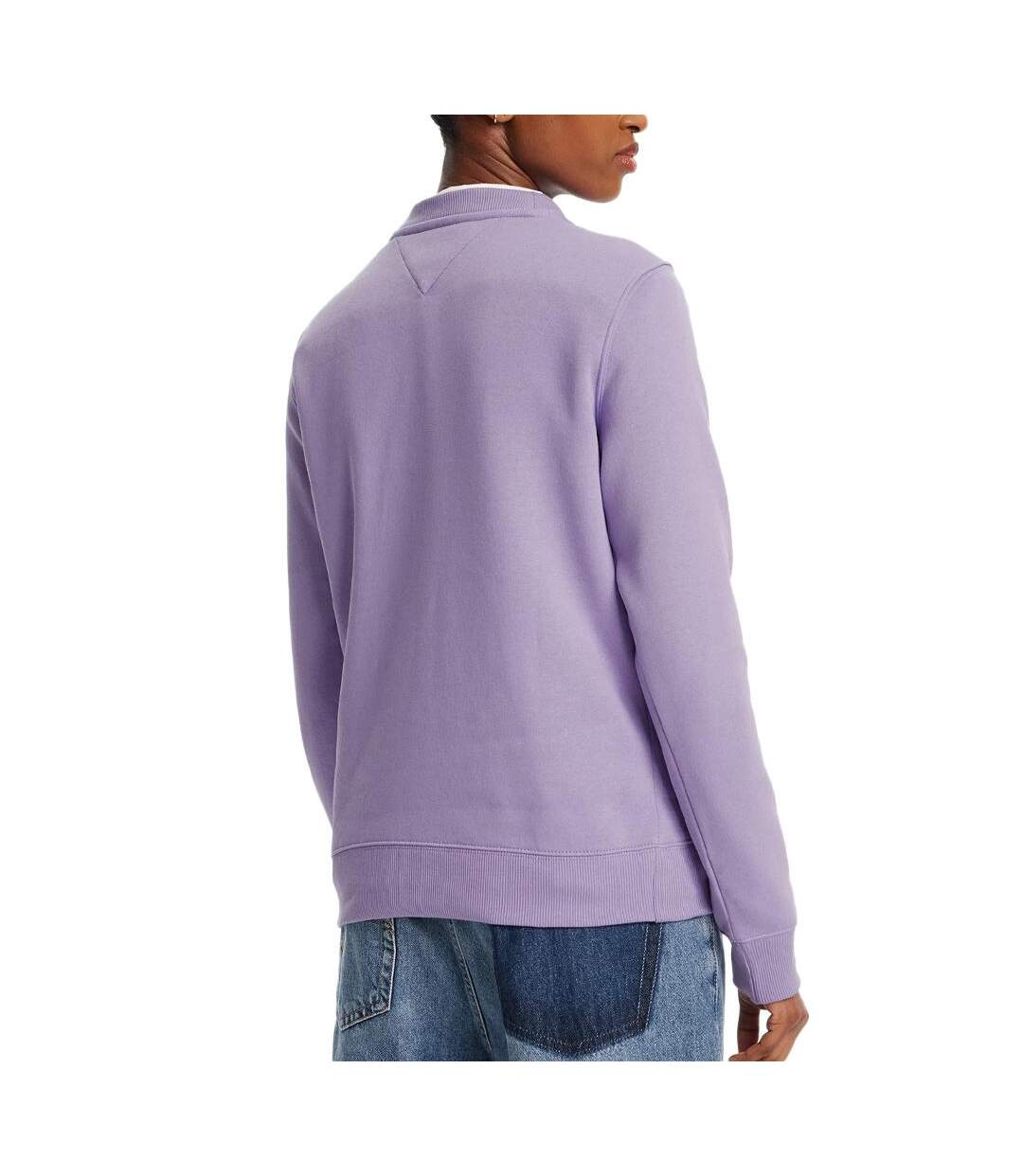 Sweat violet femme tommy hilfiger flag crew - l-2