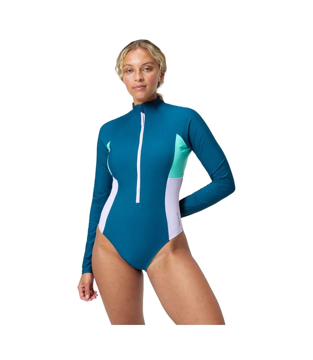 Maillot De Bain 1 Pièce Manches Longues Femme Vert Bleu Sarcelle Foncé Speedo-1