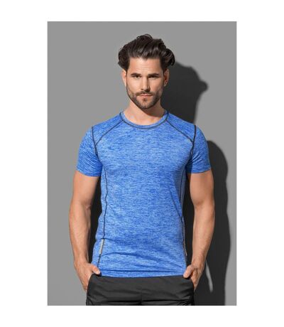 Mens sports reflective recycled t-shirt blue heather Stedman