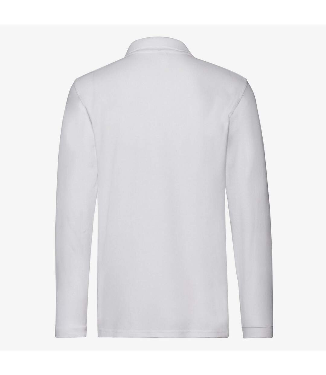 Mens cotton pique long-sleeved polo shirt white Fruit of the Loom