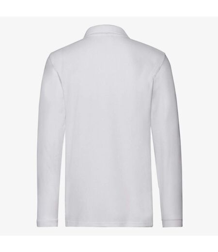 Fruit of the Loom Mens Cotton Pique Long-Sleeved Polo Shirt (White) - UTRW9661