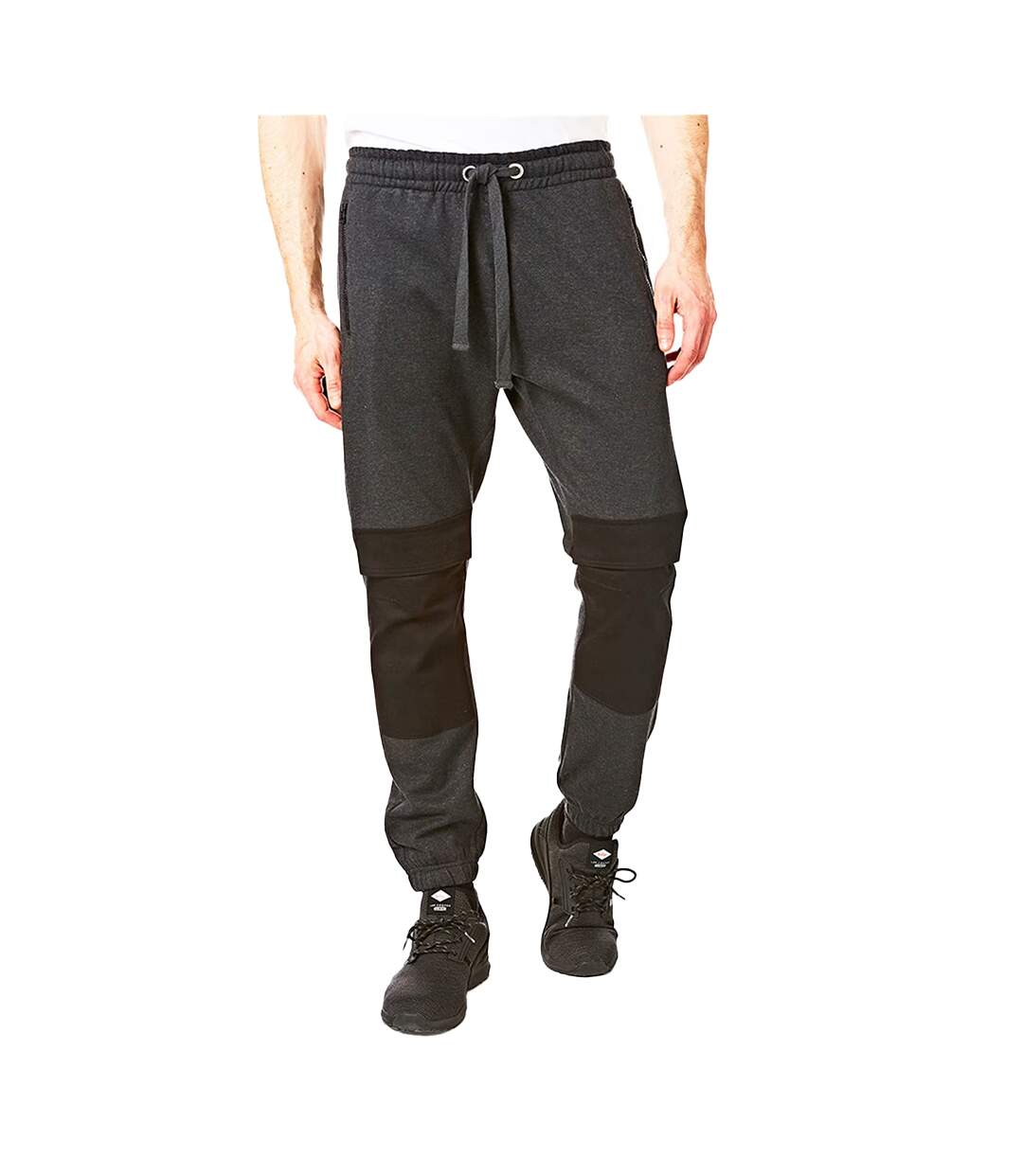 Mens classic plain jogging bottoms charcoal marl Iron Mountain-1