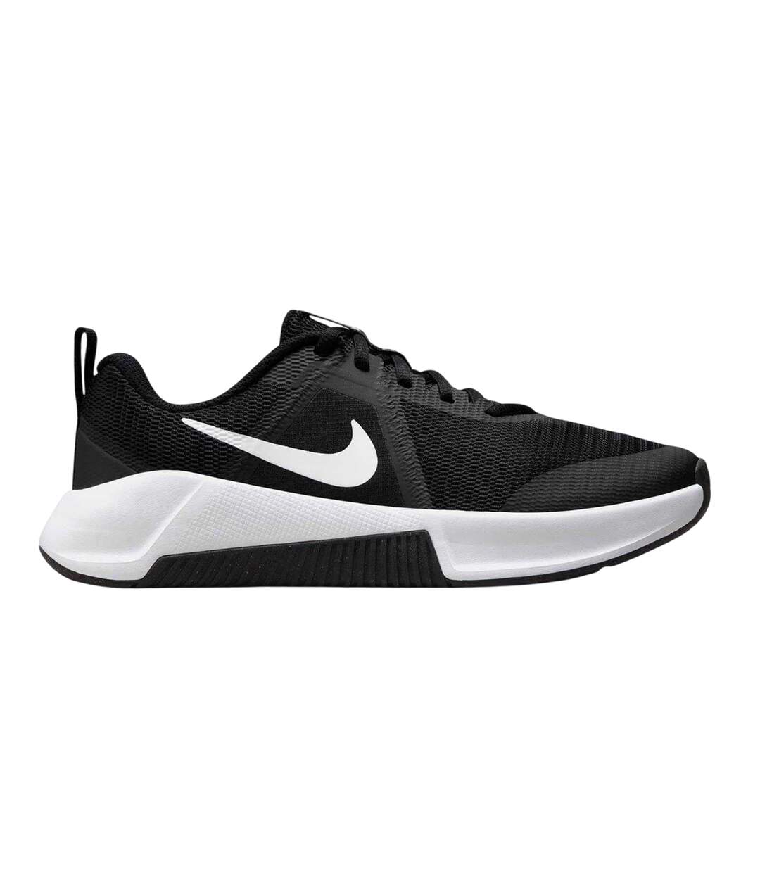 Womens/ladies Leather Flat Heel Flat Trainers Black White Nike-1