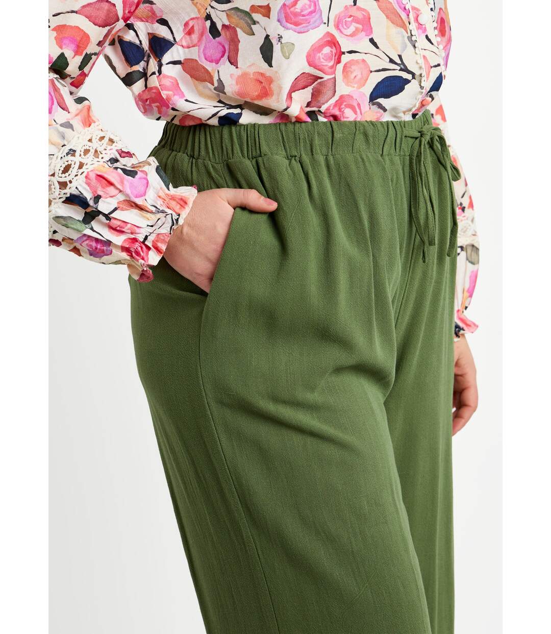 Pantalon fluide avec lin, effet naturel-4