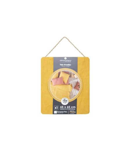 Taie d'Oreiller en Lin Adorable 65x65cm Jaune Ocre