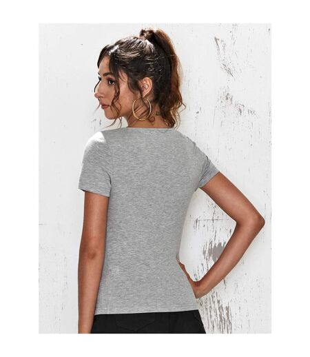 Skinni Fit Womens/Ladies Feel Good Stretch V-Neck Short Sleeve T-Shirt (Heather Grey) - UTRW4423