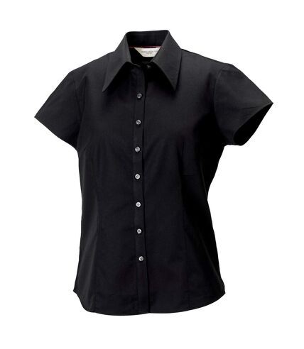 Collection womens/ladies short cap sleeve tencelfitted shirt black Russell