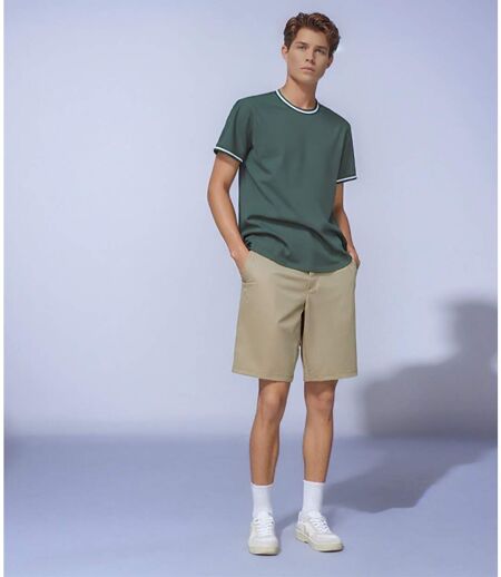 Tee-shirt homme vert uni à  manches courtes - Col rond - Tendance et confortable