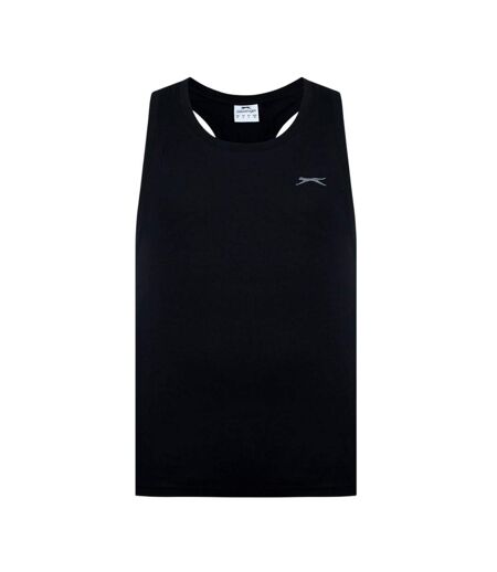 Mens Cotton Sleeveless Vest Top Black Slazenger
