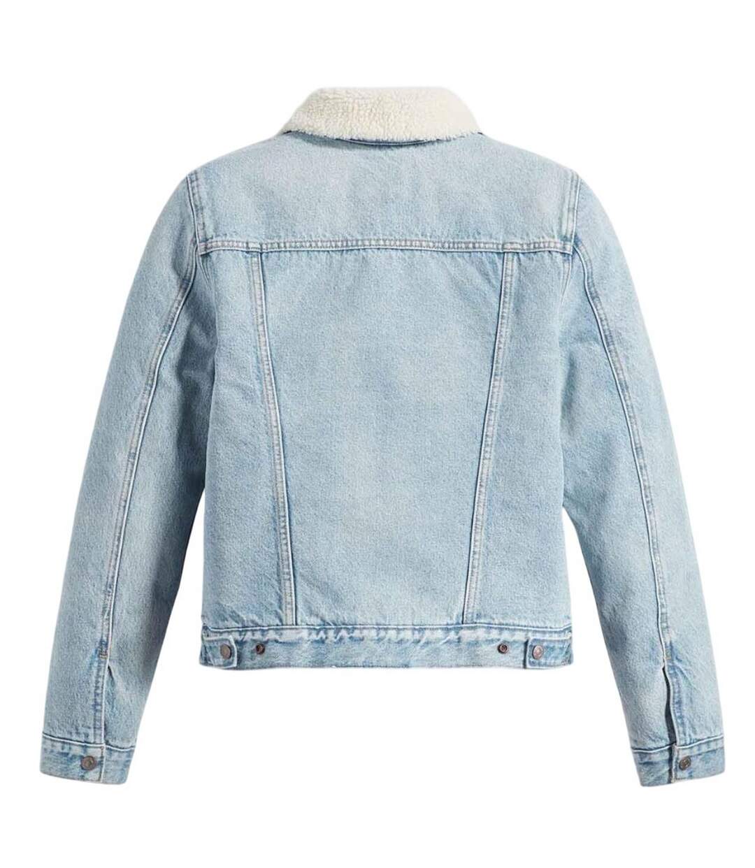 Womens/ladies Original Sherpa Trucker Jacket Light Blue Levis-3