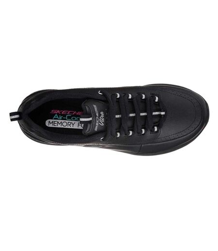 Womens/ladies Elite Status Leather Trainers Black Skechers