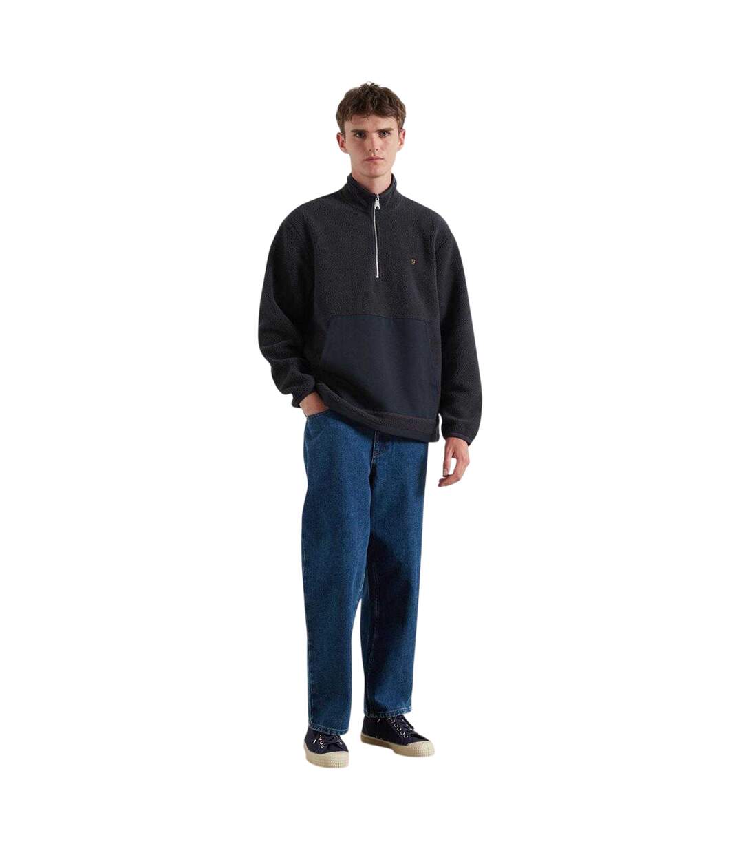 Mens Quarter Zip Fleece True Navy Farah-4