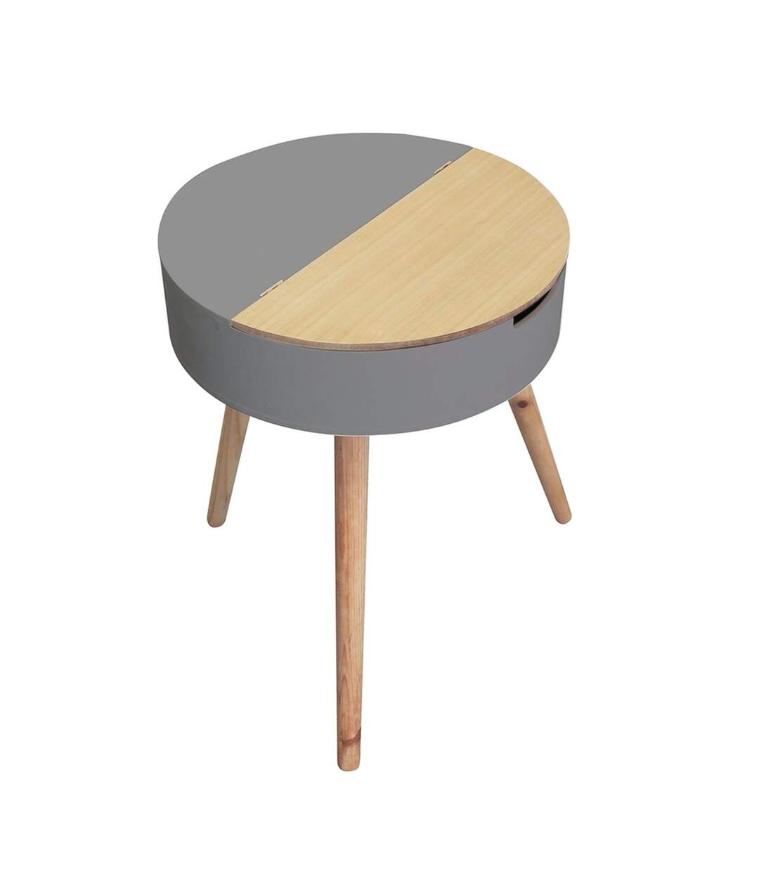 Table d'appoint coffre Scandinave - Diam. 45 cm-1